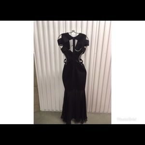 Black Cut out gown  with chiffon bottom
